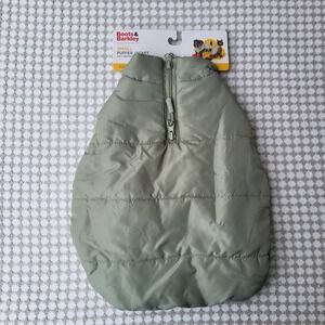 Boots & Barkley Pet Puffer Jacket Sage Green Small Fleece Lined NWT